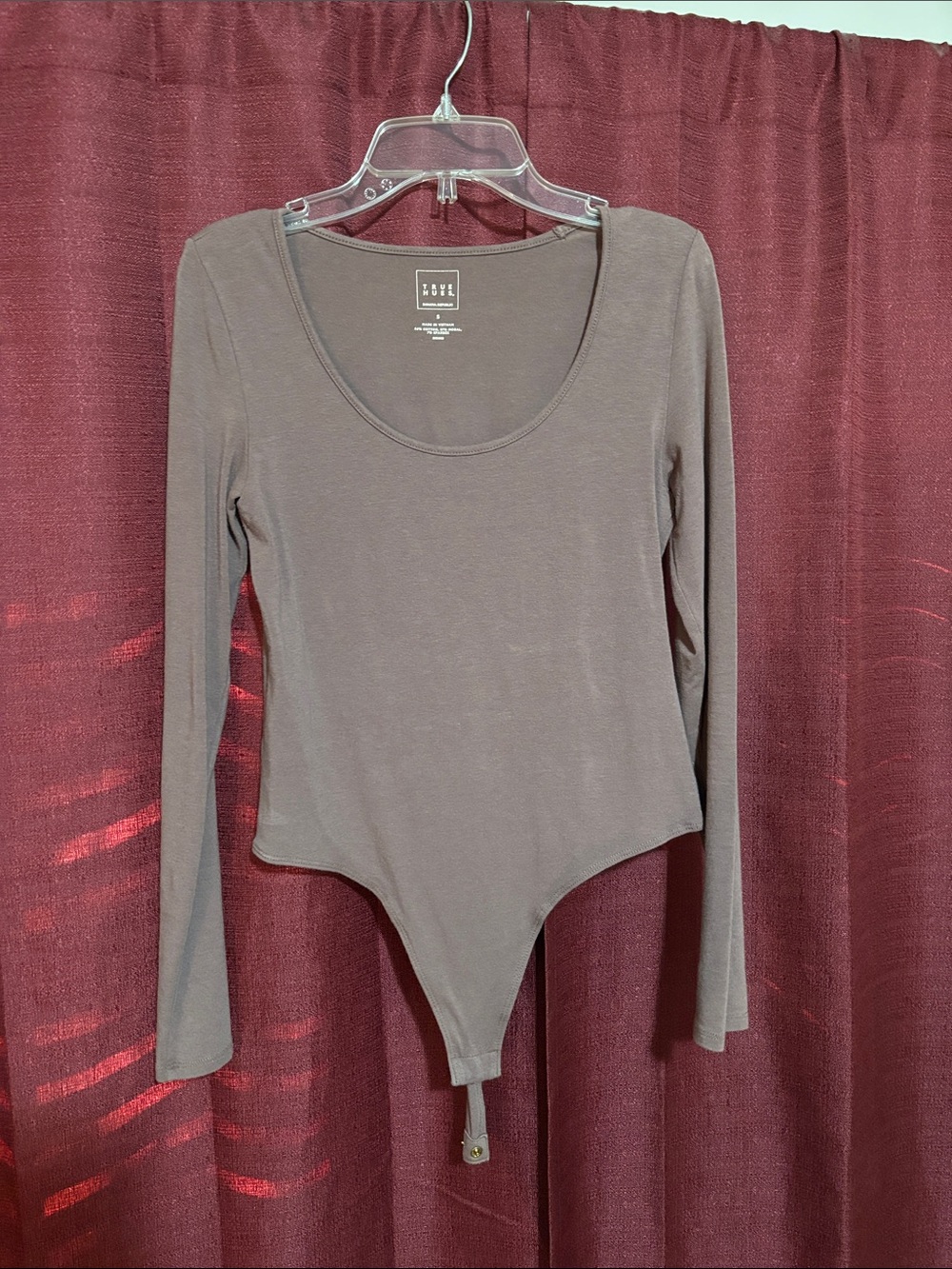 Banana Republic Long Sleeve Scoop Neck Bodysuit - Taupe Brown